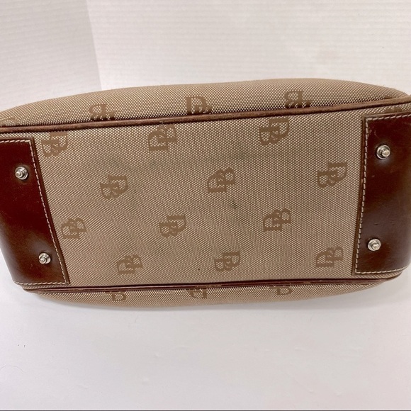 Dooney & Bourke Brown Monogram Leather and Canvas Shoulder Bag Tote Purse - Picture 16 of 16